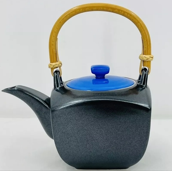 Kotobuki traditional Japanese tea pot, 4 cups blue/charcoal & Swiss gold filter - Picture 12 of 13